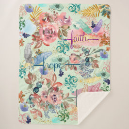 Cobertor Sherpa Sherpa Blanket Faith Hope Love