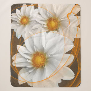 Cobertor Sherpa Sherpa Blanket Flores Branco Laranja