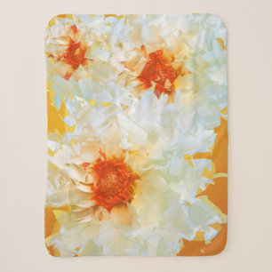 Cobertor Sherpa Sherpa Blanket Flores Laranja Branco
