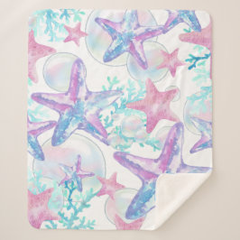 Cobertor Sherpa Sherpa Blanket - Padrão Bonito de Starfish Rosa