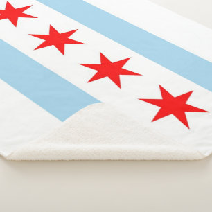Cobertor Sherpa Sherpa Blanket Patriótico com bandeira de Chicago