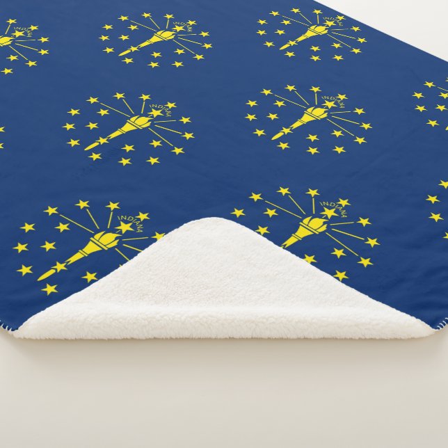 Cobertor Sherpa Sherpa Blanket Patriótico com bandeira de Indiana (3/4)