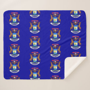 Cobertor Sherpa Sherpa Blanket Patriótico com bandeira de Michigan