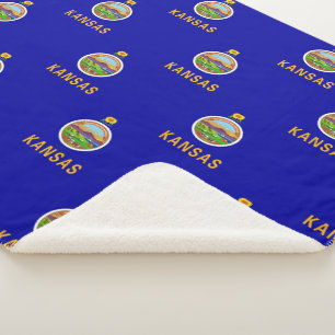 Cobertor Sherpa Sherpa Blanket Patriótico com bandeira do Kansas