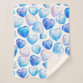 Cobertor Sherpa Sherpa Blanket (Pequeno) de Coração Azul Suave
