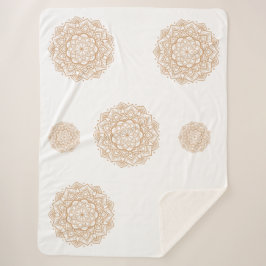Cobertor Sherpa Sherpa Blanket with Mandala Patterns in Soft Brown