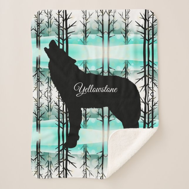 Cobertor Sherpa Sherpa Blanket-Yellowstone Wolf (Frente)