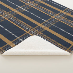 Cobertor Sherpa Sherpa Estética Xadrez Camelo Navy Clássico