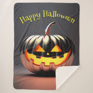 Cobertor Sherpa Shiny Pumpkin Halloween