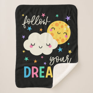 Cobertor Sherpa Siga seus sonhos Nuvem e Lua