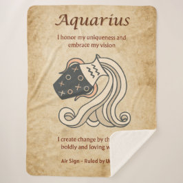 Cobertor Sherpa Signo Zodiacal de Aquário com Afirmações