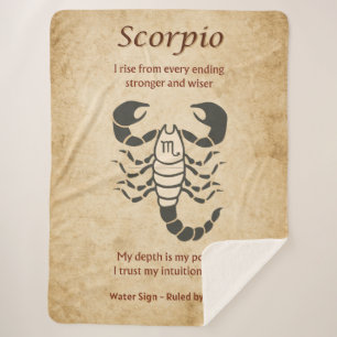 Cobertor Sherpa Signo Zodiacal de Escorpião com Afirmações