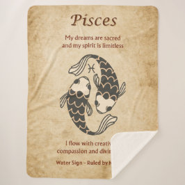 Cobertor Sherpa Signo Zodiacal de Peixes com Afirmações