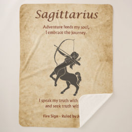 Cobertor Sherpa Signo Zodiacal de Sagitário com Afirmações