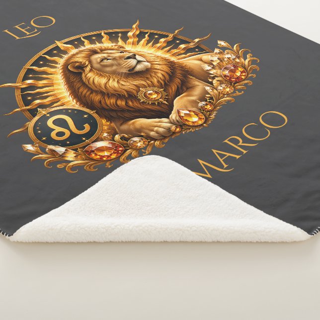 Cobertor Sherpa Signo Zodiacal Leão Personalizado (3/4)