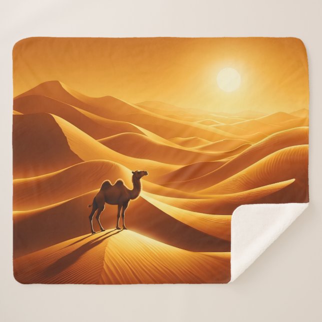 Cobertor Sherpa Silhoule camel ensolarado Egito quente médio orien (Frente (Horizontal))