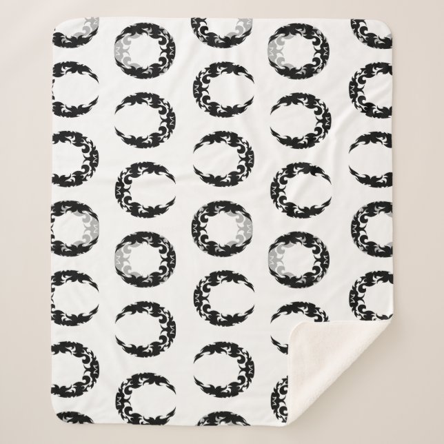 Cobertor Sherpa Silhueta da Lua do Crescente Negro (Frente)