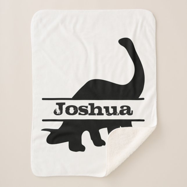 Cobertor Sherpa Silhueta Personalizada Dinossauro de Pescoço Longo (Frente)