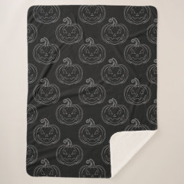 Cobertor Sherpa Silver Jack O' Lanterna Halloween