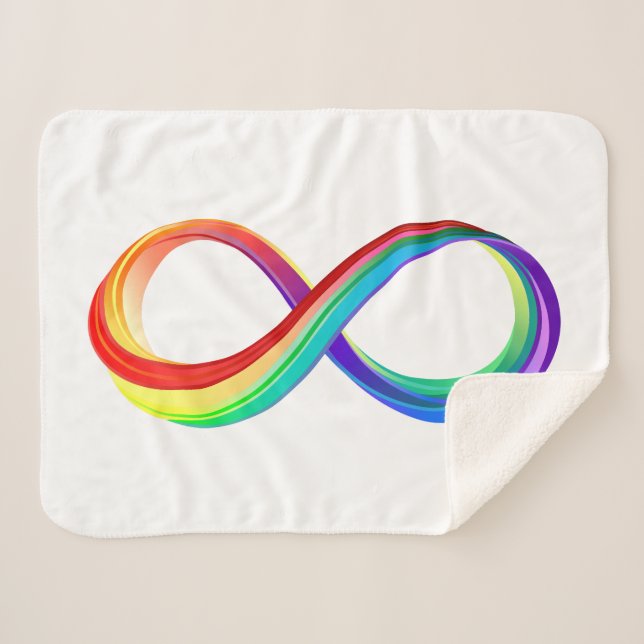 Cobertor Sherpa Símbolo de Infinidade Arco-Íris em Camadas (Frente (Horizontal))