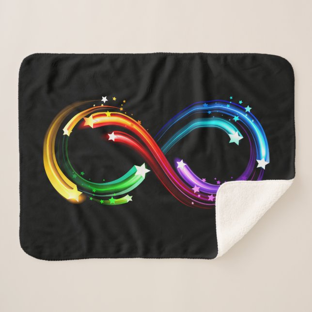 Cobertor Sherpa Símbolo de infinito de cometas arco-íris (Frente (Horizontal))