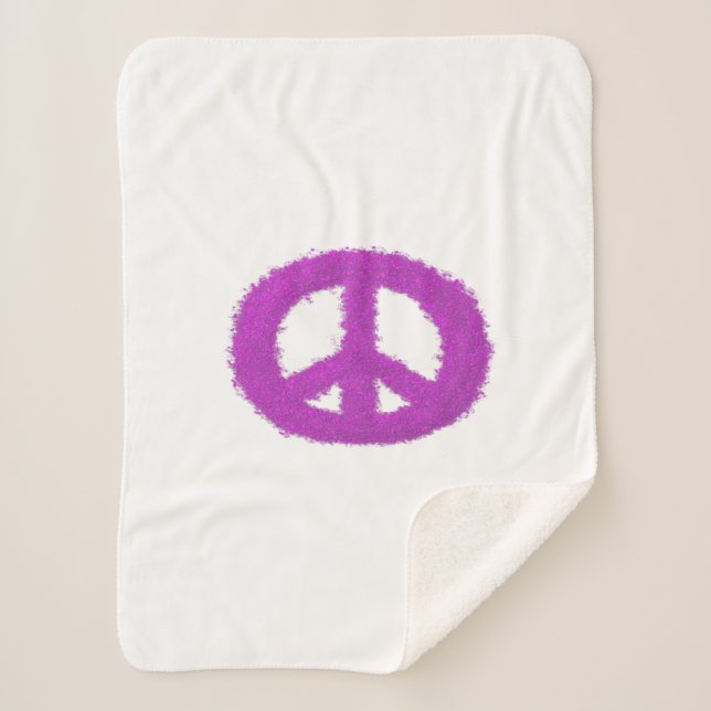 Cobertor Sherpa Símbolo de Paz Roxo  (Frente)