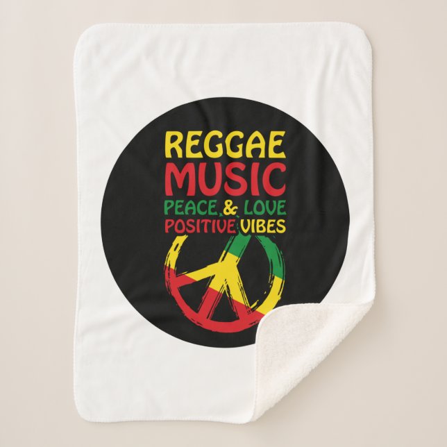 Cobertor Sherpa Símbolo de Reggae e Paz com citações positivas (Frente)