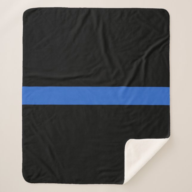Cobertor Sherpa Símbolo de solidariedade policial de bandeira azul (Frente)