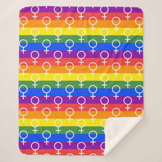 Cobertor Sherpa Símbolo feminino do padrão arco-íris (Frente)