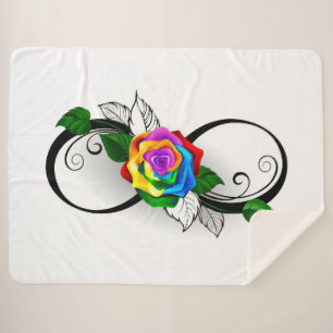 Cobertor Sherpa Símbolo Infinito com Rosa do Arco-Íris
