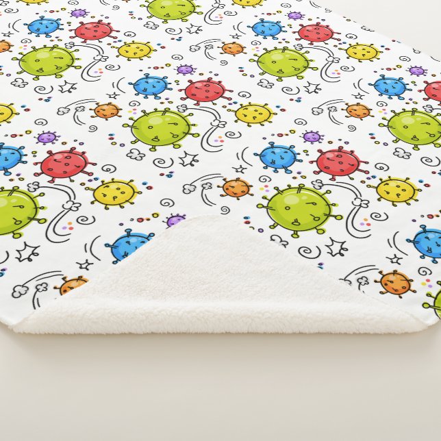 Cobertor Sherpa Símbolos de Vírus do Covid (3/4)