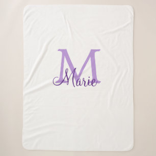Cobertor Sherpa simple minimal add name monogram pink red   throw 