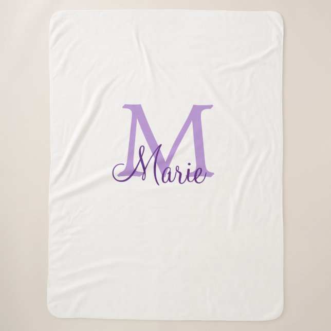 Cobertor Sherpa simple minimal add name monogram pink red   throw  (Frente)