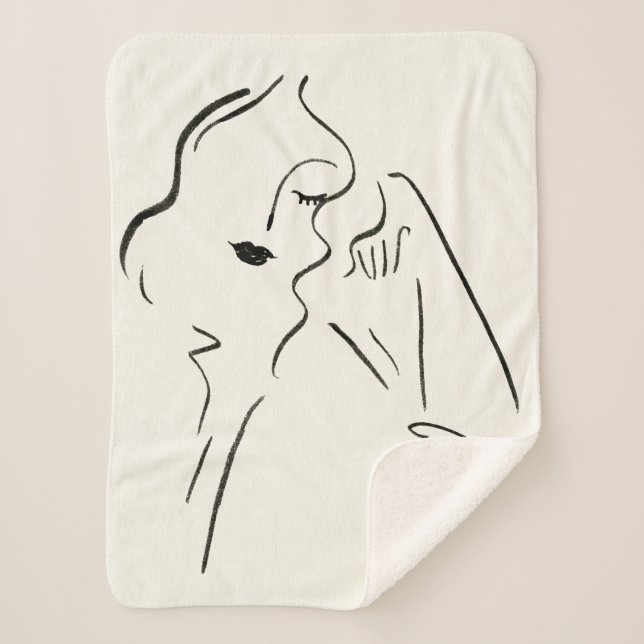 Cobertor Sherpa Simple Study - Desenho de uma Senhora (Frente)