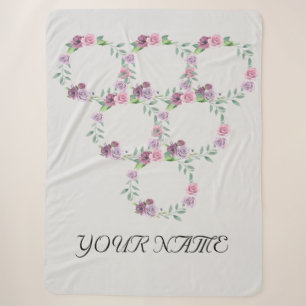 Cobertor Sherpa Simples e elegante adicione seu nome, coroa floral