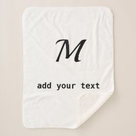 Cobertor Sherpa simples e mínimo adicione sua foto de monograma de