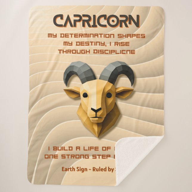 Cobertor Sherpa Sinal de Capricórnio Design de Astrologia 3D Moder (Frente)