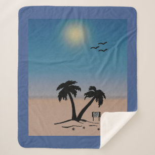 Cobertor Sherpa Sinal de Praia Sunset Summer Blanket
