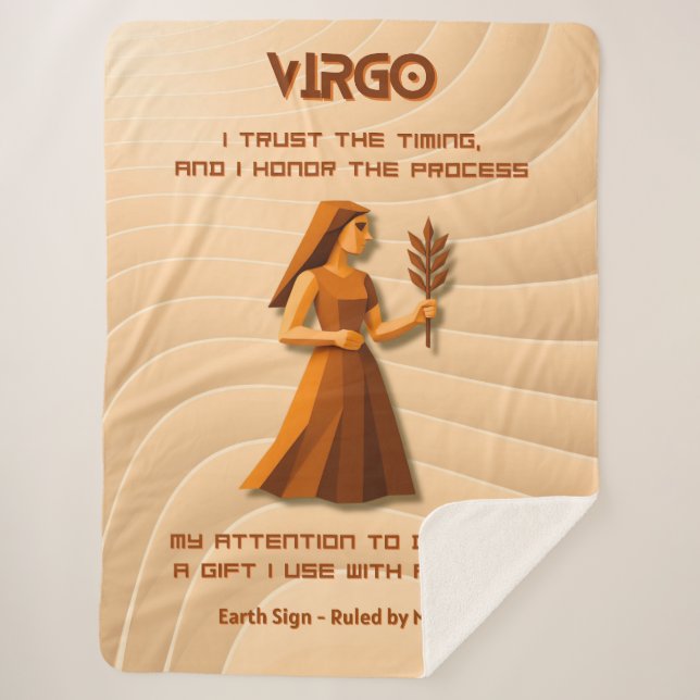 Cobertor Sherpa Sinal de Virgem Design de Astrologia 3D Moderna (Frente)