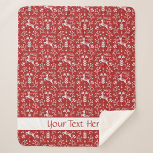 Cobertor Sherpa Sincera Vermelha Escandinava - Natal Floral