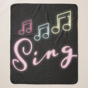 Cobertor Sherpa Sing Neon Music Notes