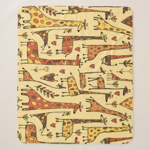 Cobertor Sherpa Sketch Giraffe, Design De Diversão Sem Olho.