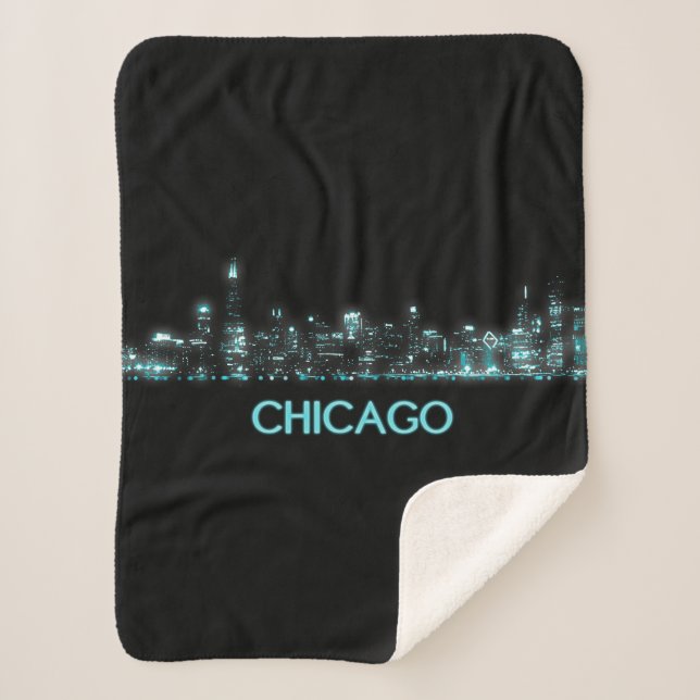 Cobertor Sherpa Skyline Chicago (Frente)