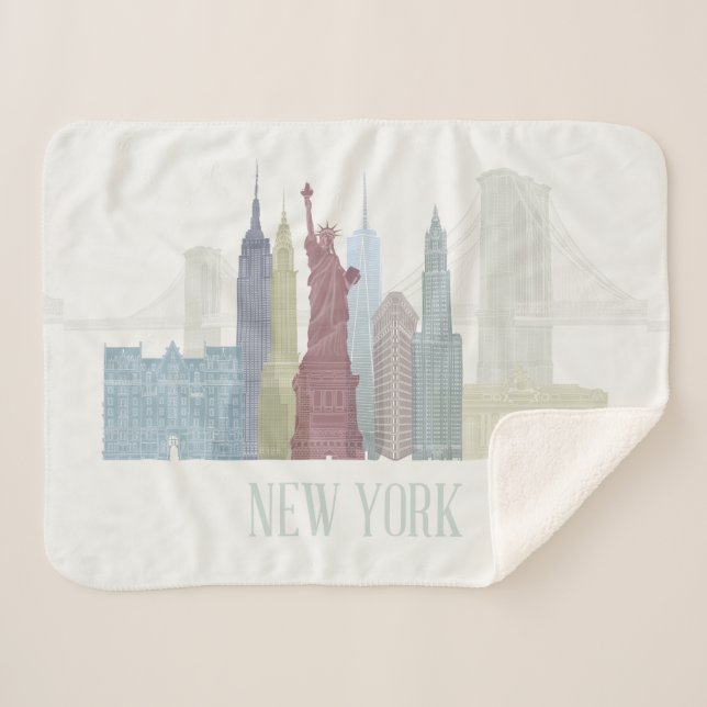Cobertor Sherpa Skyline Nova York (Frente (Horizontal))
