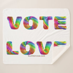 Cobertor Sherpa SlipperyJoe voto amor igualdade pelo pelo colorido