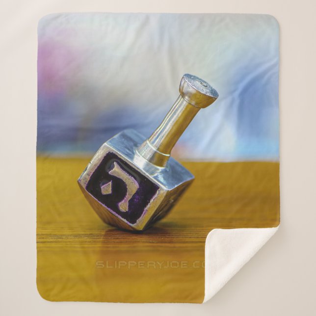 Cobertor Sherpa SlipperyJoe's Happy Hanukkah com quatro lados gira (Frente)