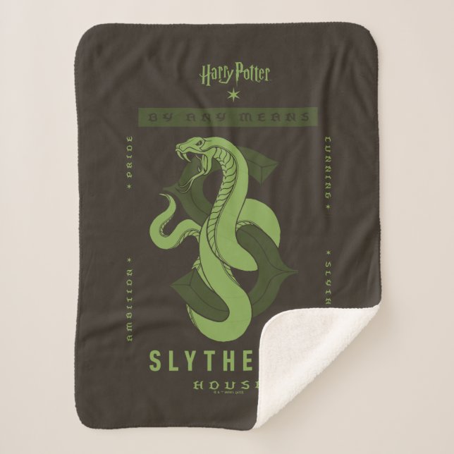 Cobertor Sherpa SLYTHERIN™ House Por Qualquer Meio (Frente)