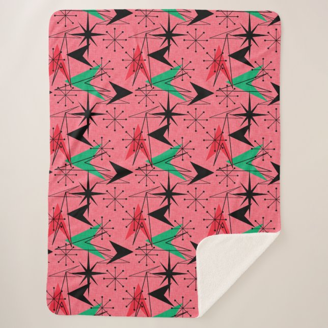 Cobertor Sherpa Snazzy Médio Century Modern Orange Aqua Atomic (Frente)