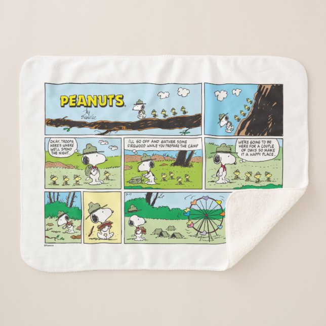 Cobertor Sherpa Snoopy e Amigos | Ir acampar (Frente (Horizontal))