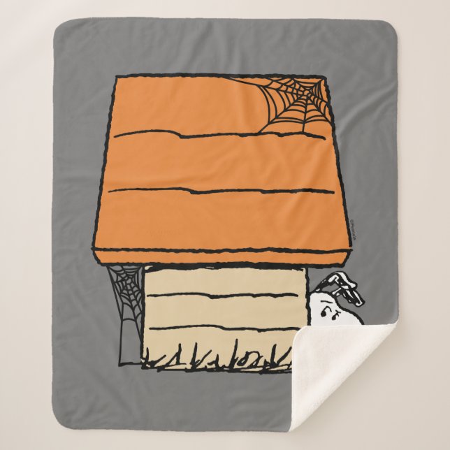 Cobertor Sherpa Snoopy Halloween Spider Web Doghouse (Frente)